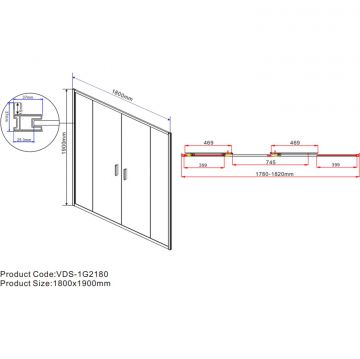Душевая дверь Vincea (Винчея) Garda VDS-1G2180CL, 1800, хром, стекло прозрачное