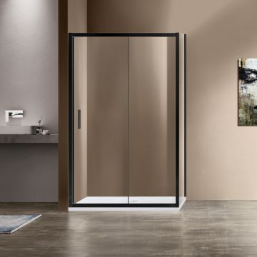 Душевой уголок Vincea Garda VSR-1G9012CLB, 1200х900 мм (габариты площадки) черный, стекло прозрачное