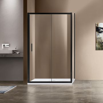Душевой уголок Vincea (Винчея) Garda VSR-1G8013CLB, 1300х800 мм (габариты площадки) черный, стекло прозрачное