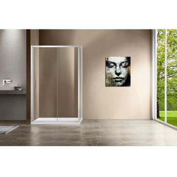 Душевой уголок Vincea Garda VSR-1G8014CL, 1400х800 мм (габариты площадки) хром, стекло прозрачное