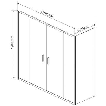 Душевой уголок Vincea Garda VSR-1G21017CL, 1700х1000 мм (габариты площадки) хром, стекло прозрачное