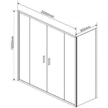 Душевой уголок Vincea Garda VSR-1G28020CL, 2000х800 мм (габариты площадки) хром, стекло прозрачное