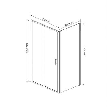 Душевой уголок Vincea (Винчея) Intra VSR-1I809080CH, 800/900х800 мм (габариты площадки) хром, стекло шиншилла