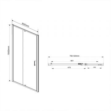 Душевая дверь Vincea Intra VDP-1I8090CL, 800/900, хром, стекло прозрачное