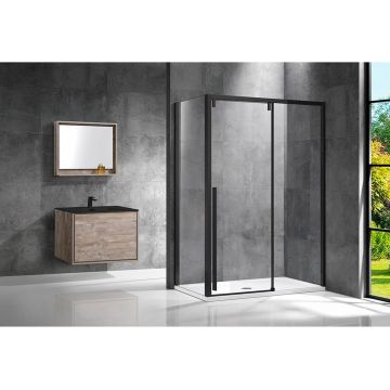 Душевой уголок Vincea Lugano VSR-1L1012CLB-1, 1200х1000 мм (габариты площадки)черный , стекло прозрачное
