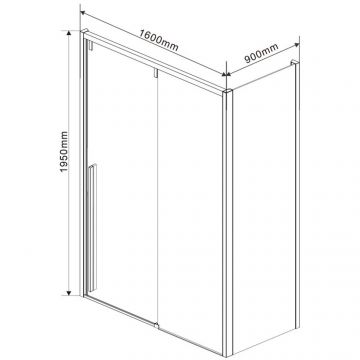 Душевой уголок Vincea (Винчея) Lugano VSR-1L9016CL-1, 1600х900 мм (габариты площадки) хром, стекло прозрачное