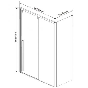 Душевой уголок Vincea (Винчея) Lugano VSR-1L1016CL-1, 1600х1000 мм (габариты площадки) хром, стекло прозрачное