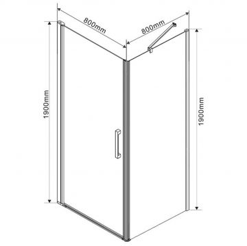 Душевой уголок Vincea Orta VSR-1O8080CH-L, 800х800 мм (габариты площадки) хром, стекло шиншилла, левый