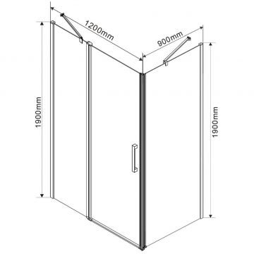 Душевой уголок Vincea Orta VSR-1O9012CL, 1200х900 мм (габариты площадки) хром, стекло прозрачное