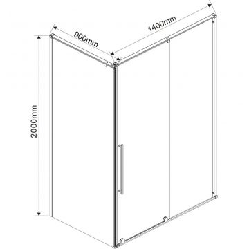Душевой уголок Vincea Arno VSR-1A9014CL, 1400х900 мм (габариты площадки) хром, стекло прозрачное
