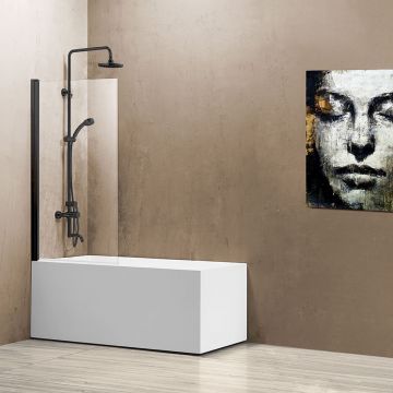 Душевая шторка на ванну Vincea (Винчея) VSB-11800CLB, 800х1400, черный, стекло прозрачное