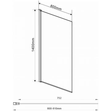 Душевая шторка на ванну Vincea (Винчея) VSB-11800CLB, 800х1400, черный, стекло прозрачное