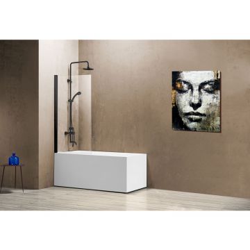 Душевая шторка на ванну Vincea (Винчея) VSB-11800CLB, 800х1400, черный, стекло прозрачное