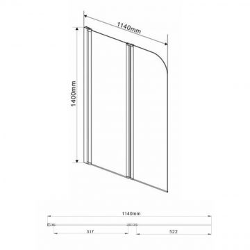 Душевая шторка на ванну Vincea VSB-12114CL, 1140х1400, хром, стекло прозрачное