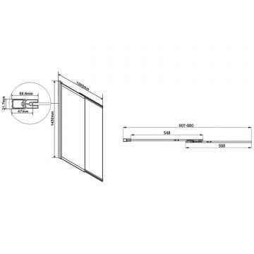 Душевая шторка на ванну Vincea (Винчея) VSB-1E100CG, 1000х1450, хром, стекло тонированное