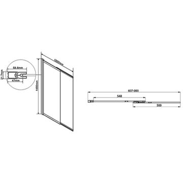 Душевая шторка на ванну Vincea (Винчея) VSB-1E100CLB, 1000х1450, матовый черный, стекло прозрачное