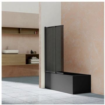 Душевая шторка на ванну Vincea VSB-1E100CLB, 1000х1450, матовый черный, стекло тонированное