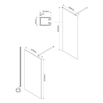 Душевая перегородка Vincea Walk-In VSW-1H900MR, 900х2000, хром, стекло зеркальное