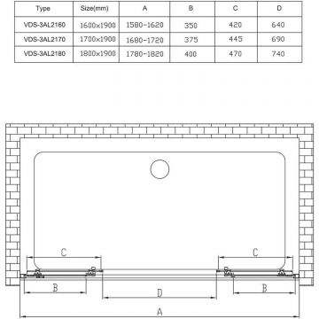 Душевая дверь Vincea (Винчея) Alpha VDS-3AL2160CL 1600х1900 хром стекло прозрачное