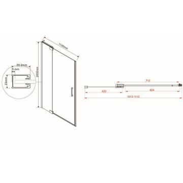 Душевая дверь Vincea Extra VDP-1E1011CGB 1000/110х200 черный стекло тонированное