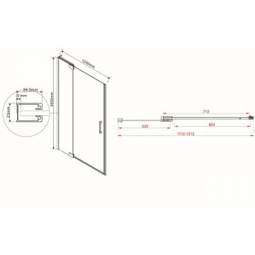 Душевая дверь Vincea Extra VDP-1E1112CLB 1100/1201х2000 черный стекло прозрачное