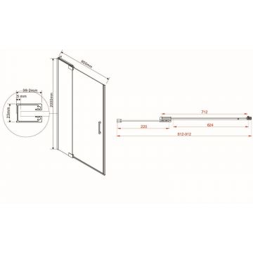 Душевая дверь Vincea Extra VDP-1E8090CGB 800/90х200 черный стекло тонированное