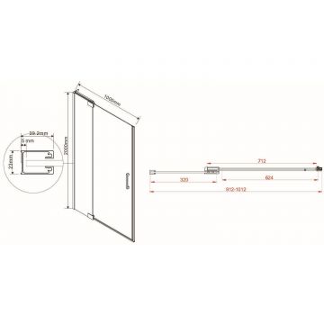 Душевая дверь Vincea Extra VDP-1E9010CLB 900/100х200 черный стекло прозрачное