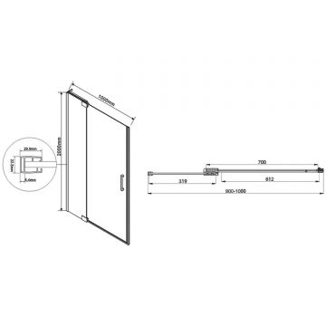 Душевая дверь Vincea Extra VDP-1E9010CL, 900/1000, хром, стекло прозрачное
