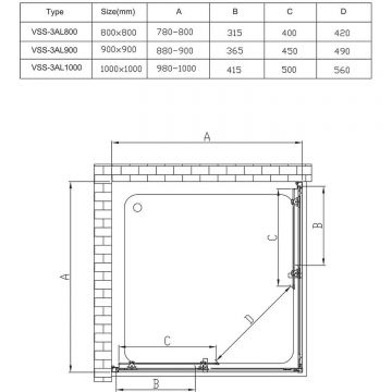 Душевой уголок Vincea (Винчея) Alhpa 900х900 мм (габариты площадки) хром стекло прозрачное VSS-3AL900CL