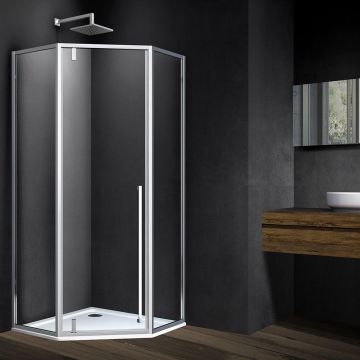 Душевой уголок Vincea Penta 900х900 мм (габариты площадки) хром стекло прозрачное VSP-3P900CL