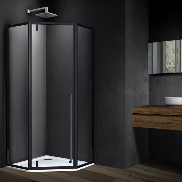 Душевой уголок Vincea Penta 900х900 мм (габариты площадки) черный стекло прозрачное VSP-3P900CLB