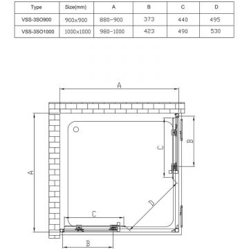 Душевой уголок Vincea (Винчея) Soft 900х900 мм (габариты площадки) хром стекло прозрачное VSS-3SO900CL
