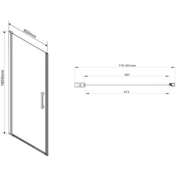 Душевая дверь Vincea Orta VPP-1O800CLB, 800, черный, стекло прозрачное