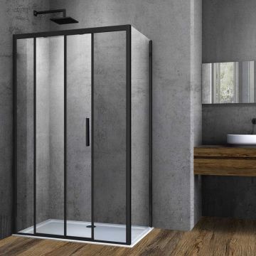 Душевой уголок Vincea Soft 1200х900 мм (габариты площадки) черный стекло прозрачное VSR-3SO9012CLB