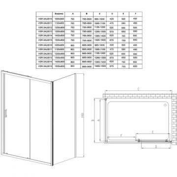 Боковая стенка Vincea Alpha VSG-3AL800MT 80х190 хром стекло прозрачное