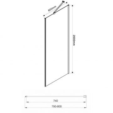 Боковая стенка Vincea (Винчея) Extra VSG-1E800CL 80х200 хром стекло прозрачное