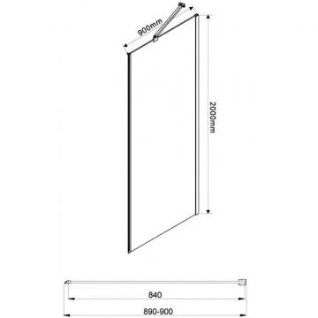 Боковая стенка Vincea Extra VSG-1E900CGB 90х200 черный стекло тонированное