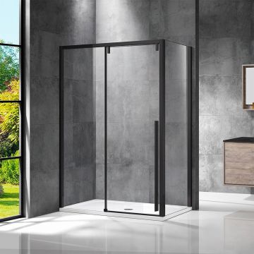 Боковая стенка Vincea (Винчея) Lugano VSG-1L900CLB 90х195 черный стекло прозрачное