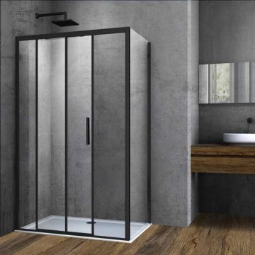 Боковая стенка Vincea (Винчея) Soft VSG-3SO900CLB 90х195 черный стекло прозрачное