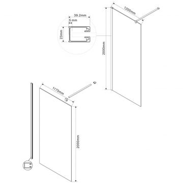 Душевая перегородка Vincea Walk-In VSW-1H120CLGM, 1200х2000, вороненая сталь, стекло прозрачное