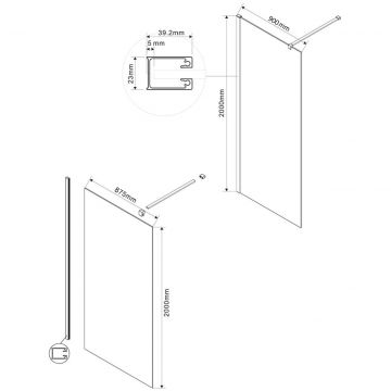 Душевая перегородка Vincea Walk-In VSW-1H900MRGM, 900х2000, вороненая сталь, стекло зеркальное