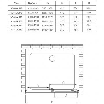 Душевая дверь Vincea Alpha VDS-3AL120CLB, 1200, черный, стекло прозрачное