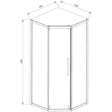 Душевой уголок Vincea Show VSP1-4SH100CLB, 1000х1000 мм (габариты площадки) черный, стекло прозрачное