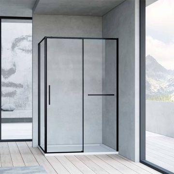 Душевой уголок Vincea Slim Soft VSR-1SS9010CLB, 1000х900 мм (габариты площадки) черный, стекло прозрачное