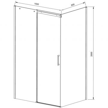 Душевой уголок Vincea Dice VSR-4D8015CLB, 1500х800 мм (габариты площадки) черный, стекло прозрачное