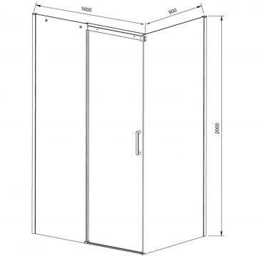 Душевой уголок Vincea (Винчея) Dice VSR-4D9016CL, 1600х900 мм (габариты площадки) хром, стекло прозрачное