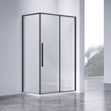 Душевой уголок Vincea (Винчея) Slim-N VSR-4SN8011CLB, 1100х800 мм (габариты площадки) черный, стекло прозрачное