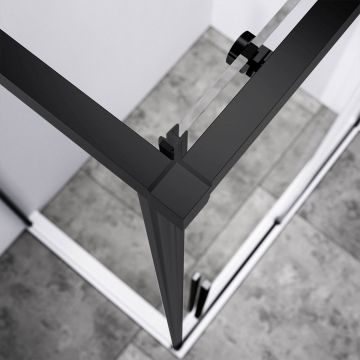 Душевой уголок Vincea (Винчея) Slim-N VSR-4SN9014CLB, 1400х900 мм (габариты площадки) черный, стекло прозрачное