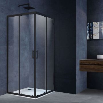Душевой уголок Vincea (Винчея) Alpha VSS-3AL900CLB, 900х900 мм (габариты площадки) черный, стекло прозрачное