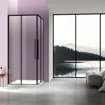 Душевой уголок Vincea (Винчея) Slim-N VSS-4SN8010CLB, 1000х800 мм (габариты площадки) черный, стекло прозрачное